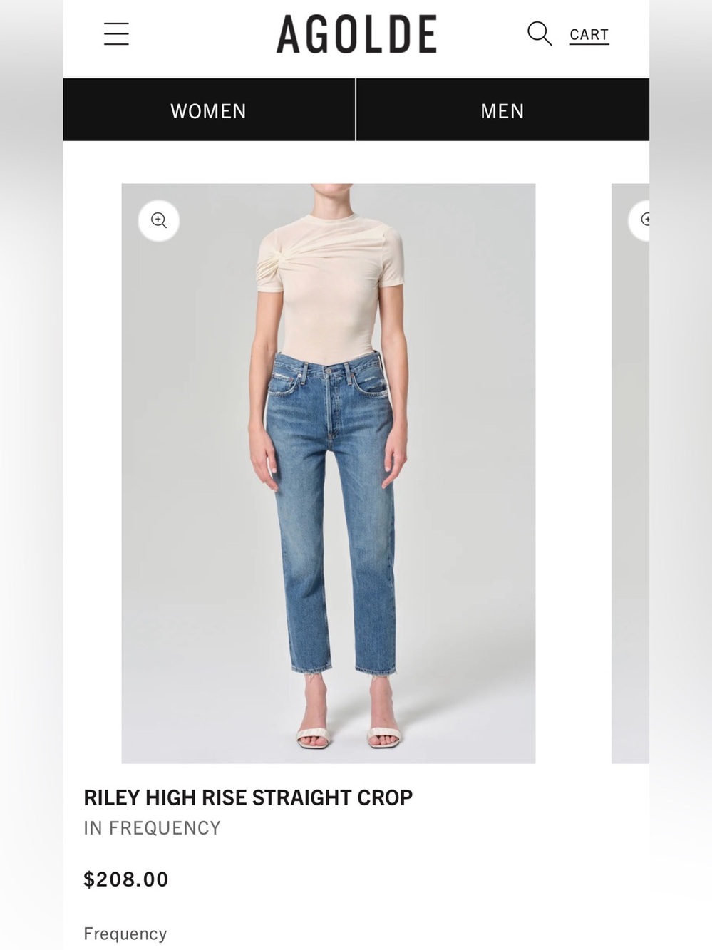 Agolde Riley High-Rise Straight Crop Jeans — Blue Wash